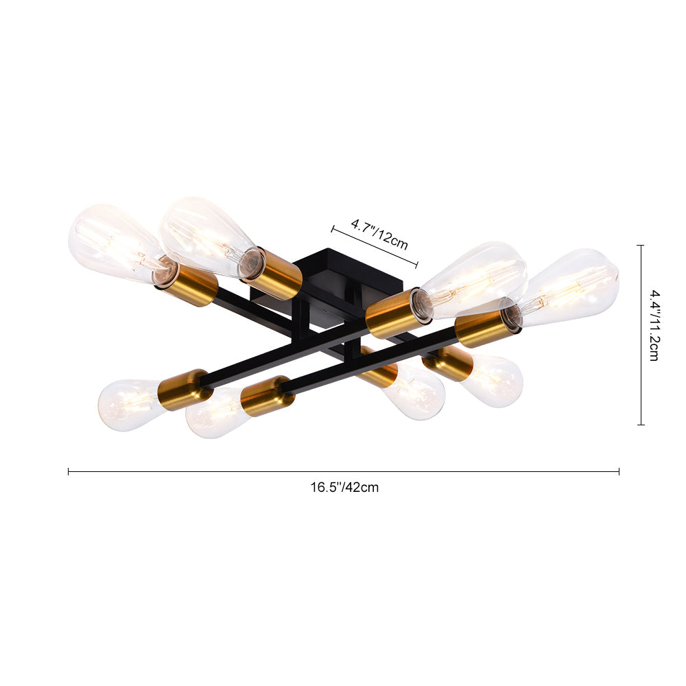 Sputnikhouz 8-Light Semi-Flush Mount Linear Sputnik Ceiling Light Linear Sputnik Ceiling Light