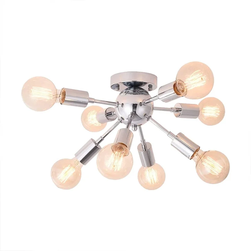 Mid-Century Flush Mount Modern Chrome Sputnik Ceiling Light Modern Chrome Sputnik Ceiling Light