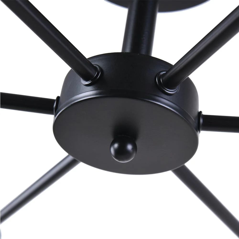 6-Light Modern Semi Flush Mount Black Sputnik Light Black Sputnik Light