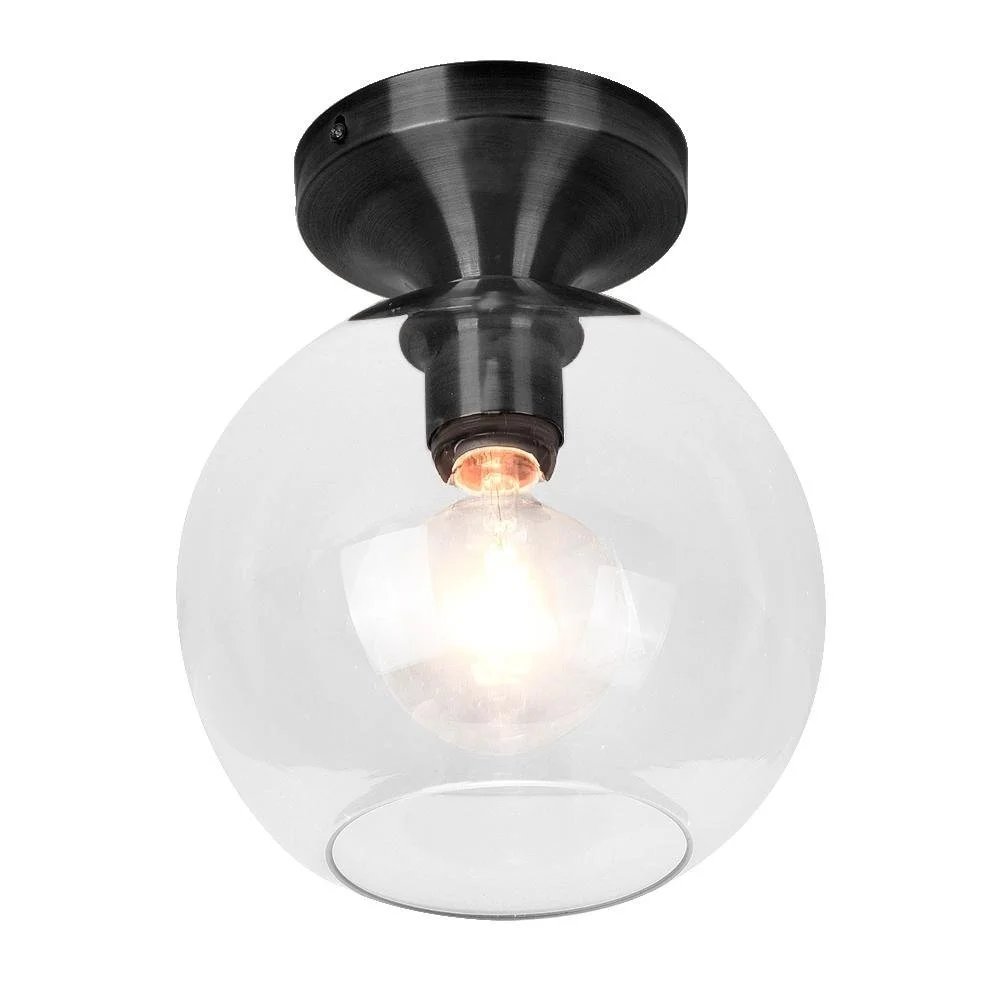 Single Clear Glass Globe Black Sputnik Flush Mount Light Glass Globe Black Sputnik Flush Mount