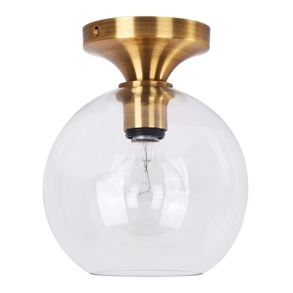 Single Clear Glass Globe Brass Sputnik Flush Mount Light Glass Globe Brass Sputnik Flush Mount