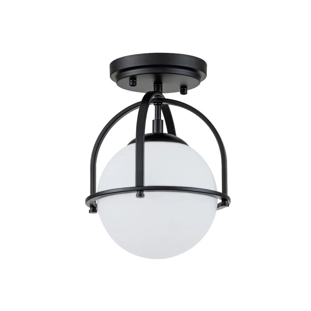 Single Opal Globe Glass Black Sputnik Semi Flush Mount Light Glass Black Sputnik Semi Flush Mount