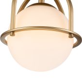 Ceiling Light-Mid-century 1-Light Opal Glass Globe Semi-Flush Mount