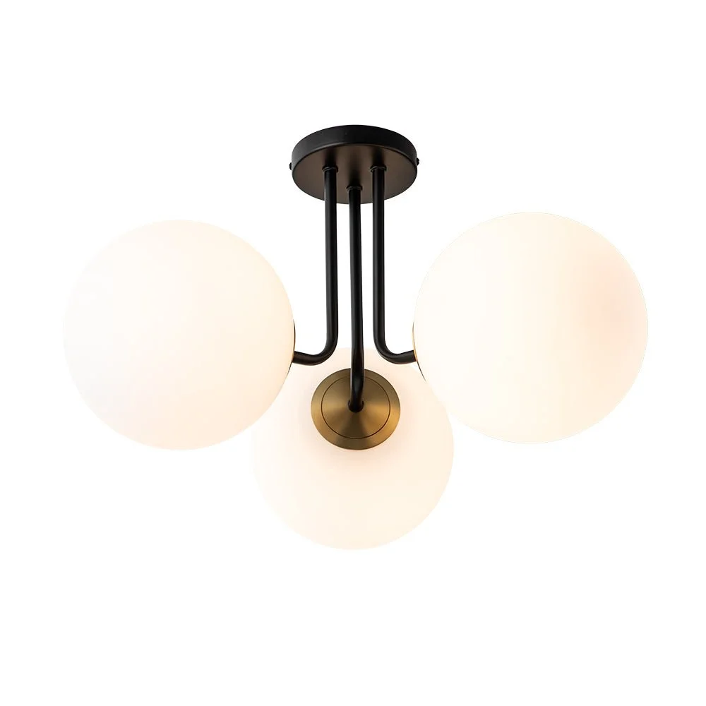 Modern Semi Flush Mount Frosted Globe Black Sputnik Light Globe Black Sputnik Light