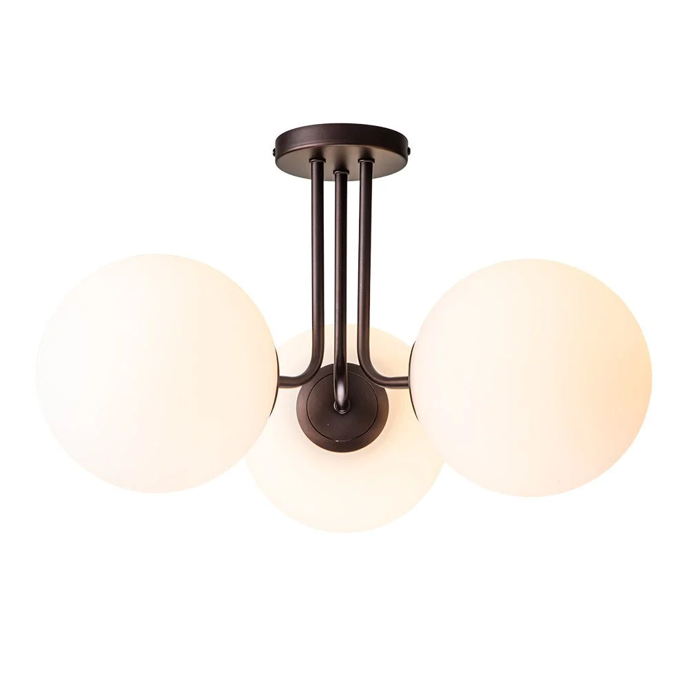 Globeluz Modern Glass 3-Light Globe Semi Flush Mount Light 3-Light Globe Semi Flush Mount