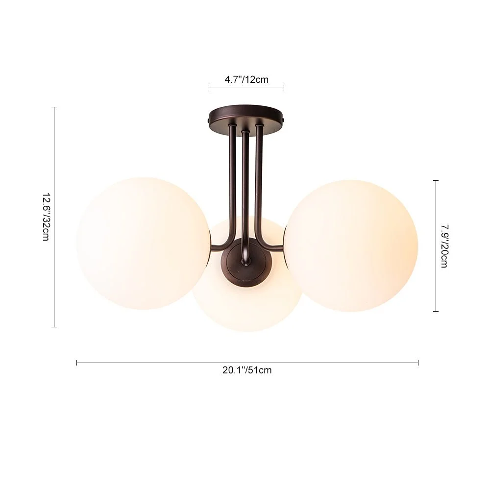 Modern Semi Flush Mount Frosted Globe Black Sputnik Light Globe Black Sputnik Light