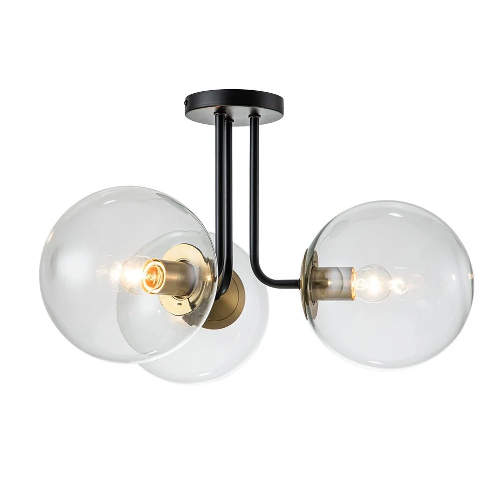 Modern Semi Flush Mount Clear Globe Black Sputnik Light Clear Globe Black Sputnik Light