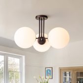 Ceiling Light-Modern 3-Light Glass Globe Semi Flush Ceiling Light