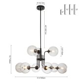 Chandelier-Modern 9-Light Glass Globe Sputnik Chandelier