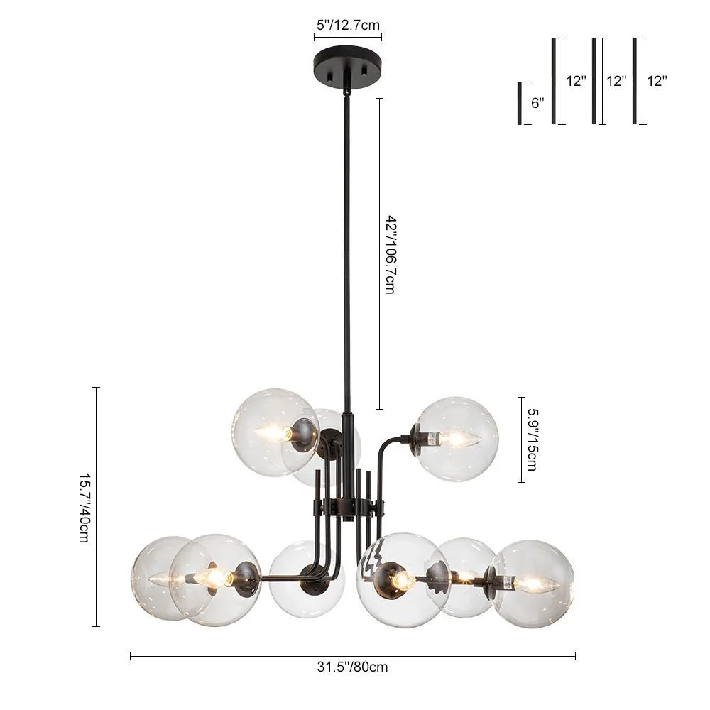 Modern Clear Glass Bubble Black And Brass Sputnik Chandelier Black And Brass Sputnik Chandelier