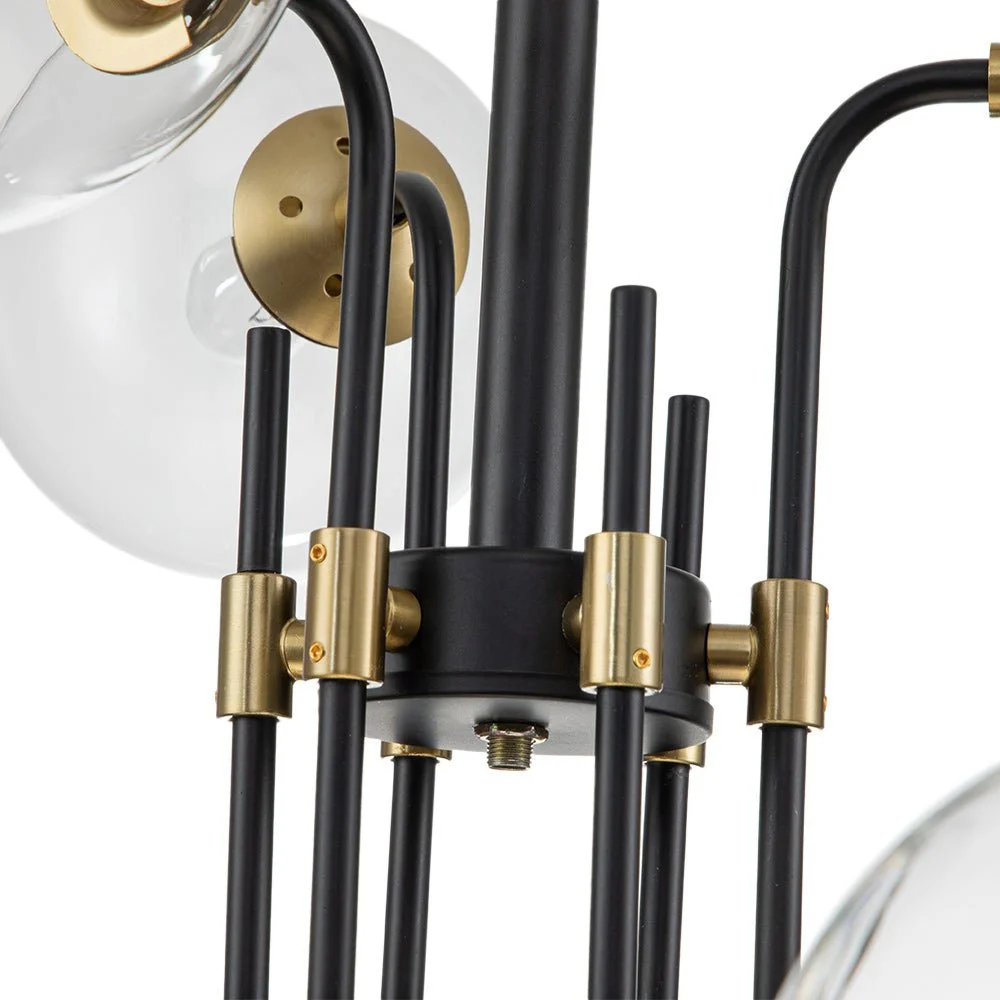 Modern Clear Glass Bubble Black And Brass Sputnik Chandelier Black And Brass Sputnik Chandelier