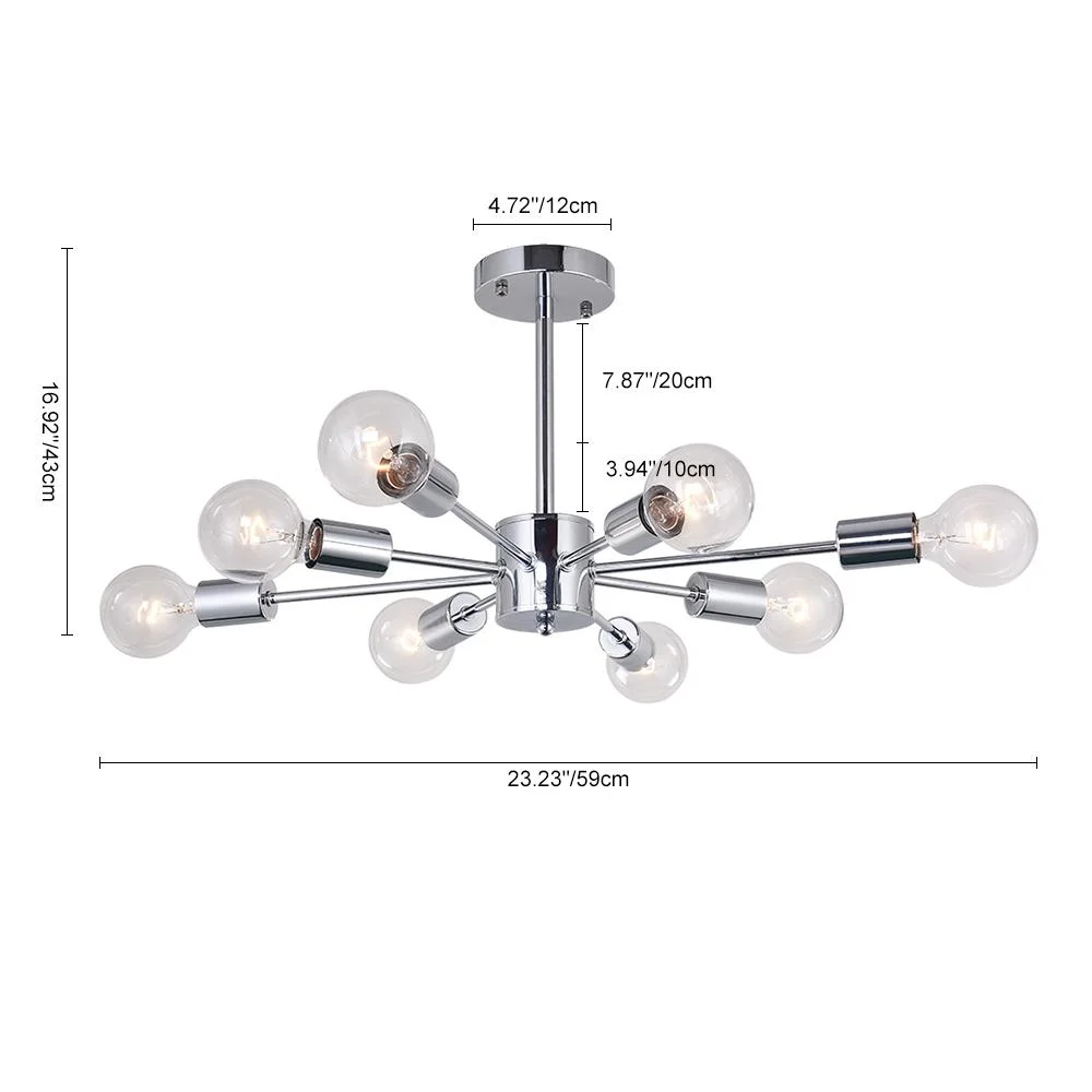 Modern 8-Light Chrome Sputnik Semi Flush Mount Light Chrome Sputnik Semi Flush Mount