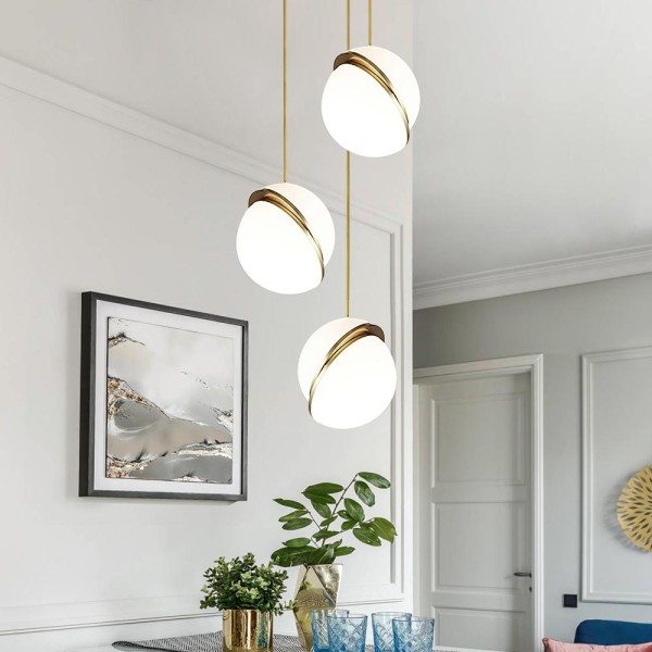 Globeluz Modern Decorative Sphere Glass Brass Pendant Light