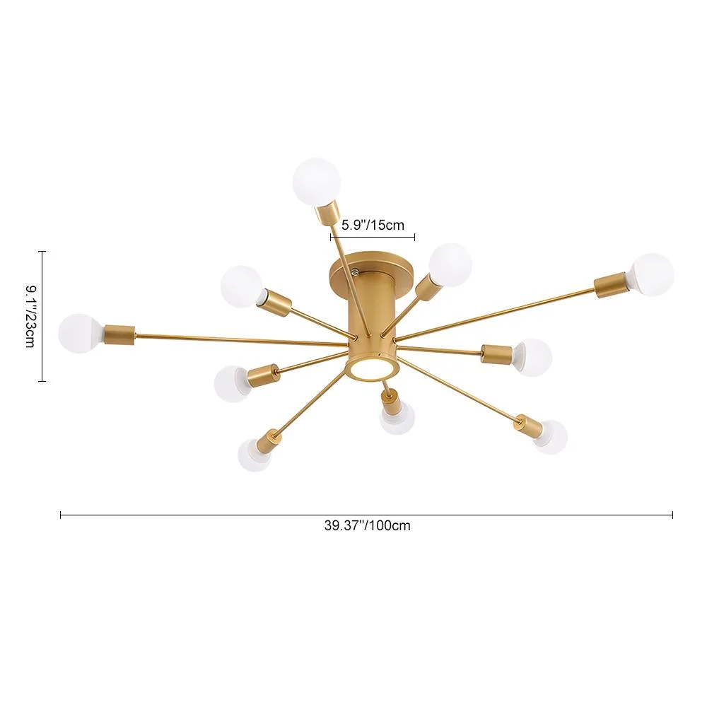 Sputnikhouz 10-Light Mid Century Semi Flush Mount Sputnik Ceiling Light Flush Mount Sputnik Ceiling Light