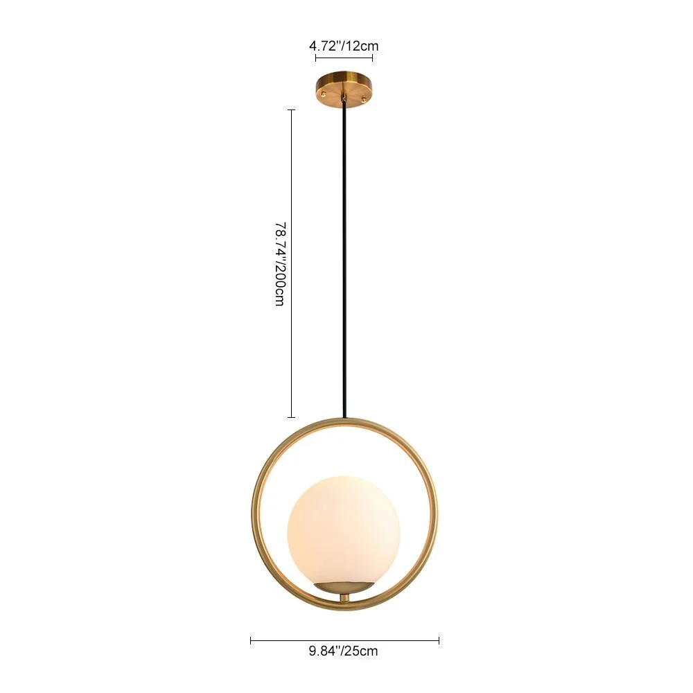 Globeluz Modern Minimalist Brass Hanging Globe Pendant Light Hanging Globe Pendant Light