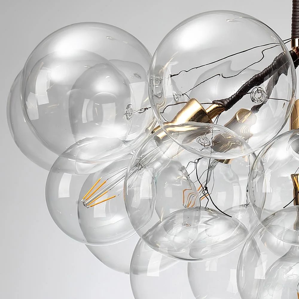 Globeluz Brass Semi Flush Mount Modern Glass Bubble Chandelier Modern Glass Bubble Chandelier