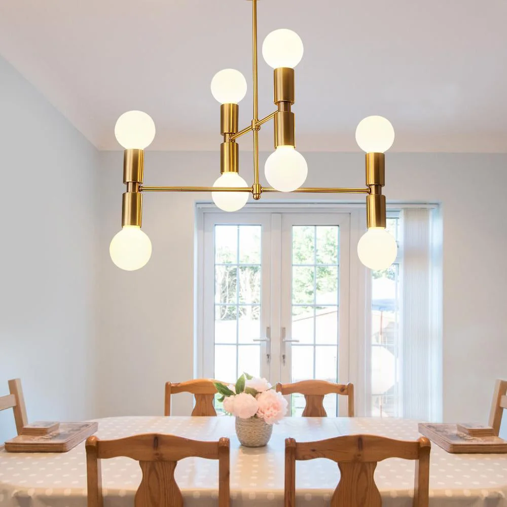 Sputnikhouz 8-Light Modern Linear Sputnik Semi Flush Mount Chandelier Sputnik Semi Flush Mount