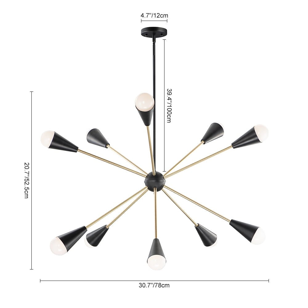 Sputnikhouz Mid-Century 10-Light Dimmable Sputnik Ceiling Light Dimmable Sputnik Ceiling Light