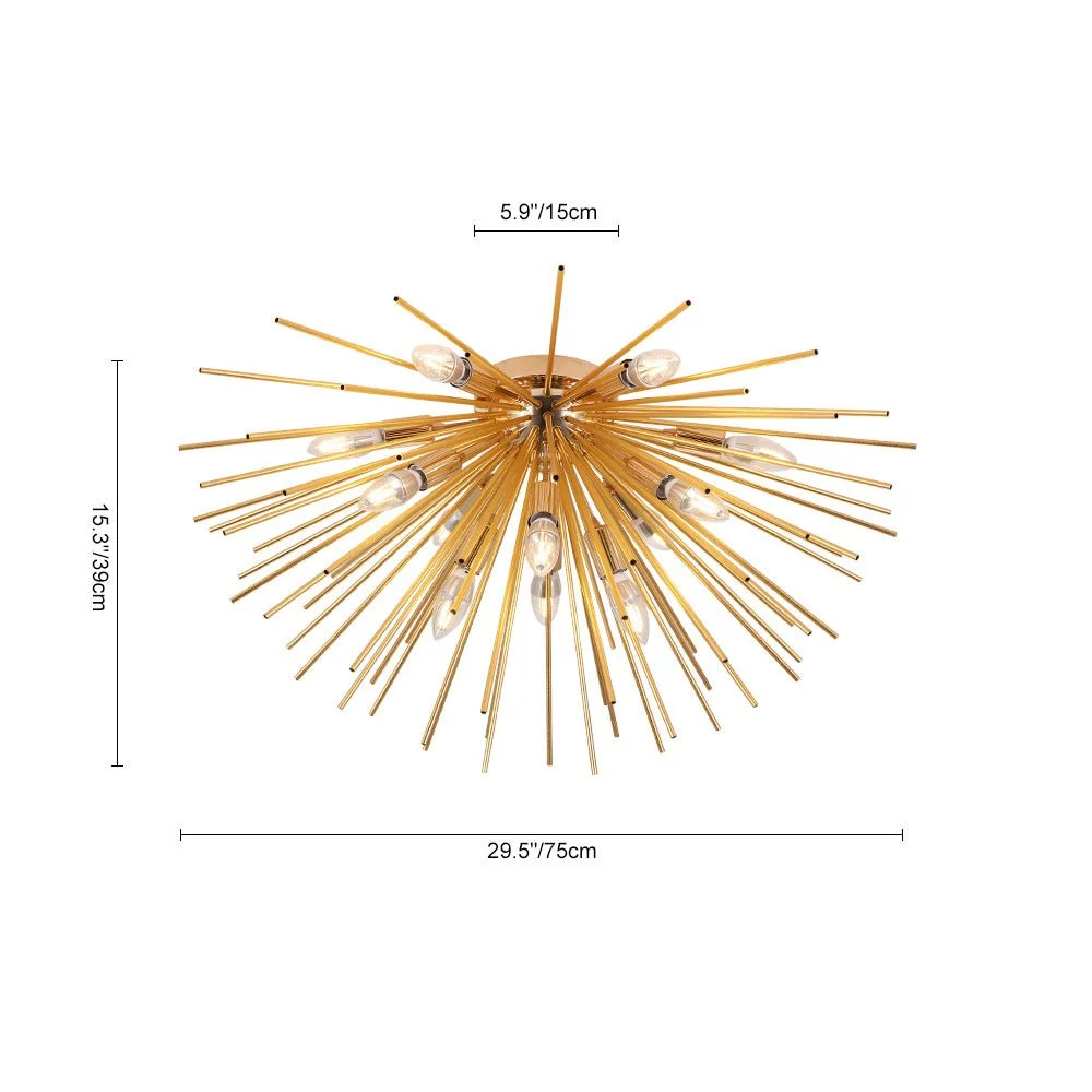 Sputnikhouz Modern 12-Light Sunburst Flush Mount Chandelier Sunburst Flush Mount Chandelier