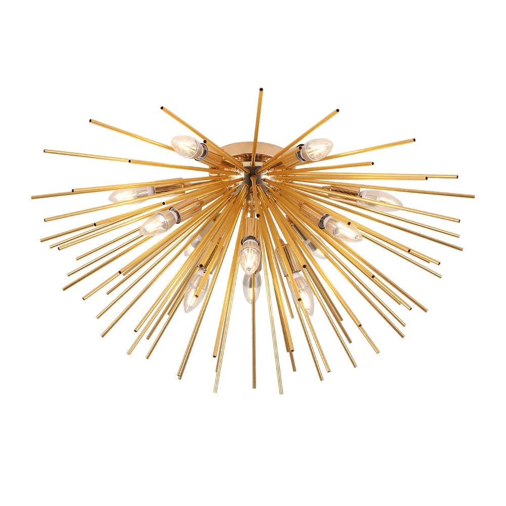 Sputnikhouz Modern 12-Light Sunburst Flush Mount Chandelier Sunburst Flush Mount Chandelier