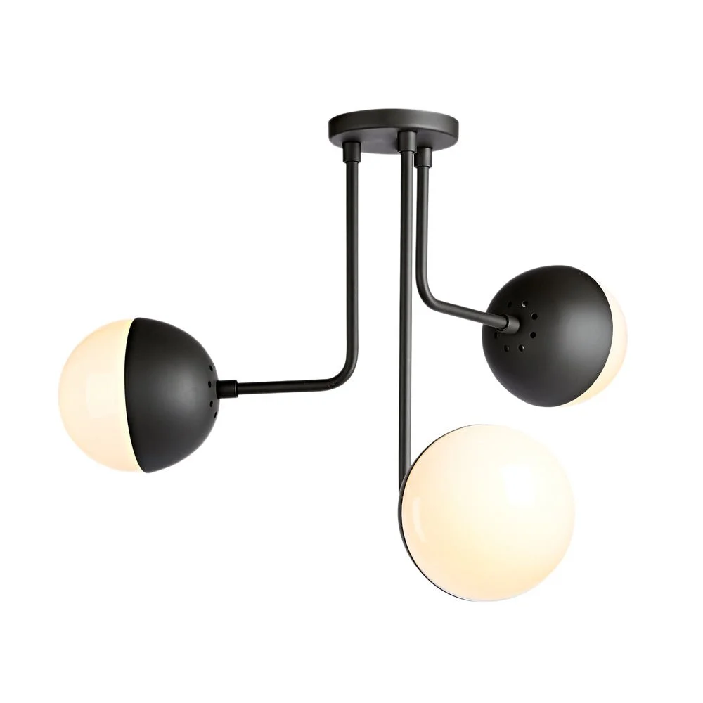 Semi-Flush Mount Frosted Glass Globe Black Sputnik Ceiling Light Globe Black Sputnik Ceiling Light