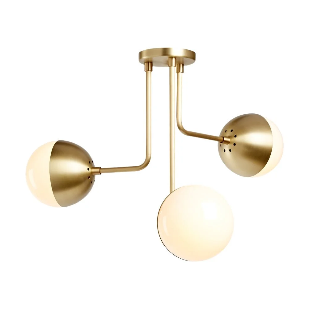 Globeluz 3-Light Semi-Flush Mount Frosted Glass Globe Ceiling Light Frosted Glass Globe Ceiling Light