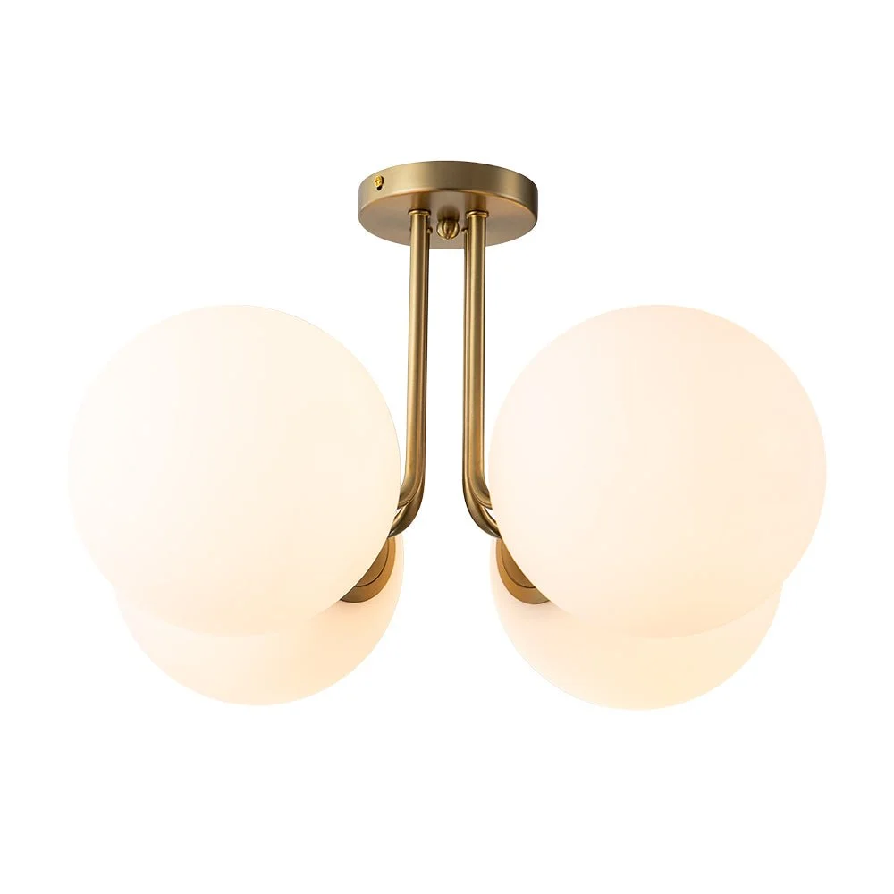 Globeluz Minimalist 4-Light Glass Globe Semi Flush Mount Light Glass Globe Semi Flush Mount