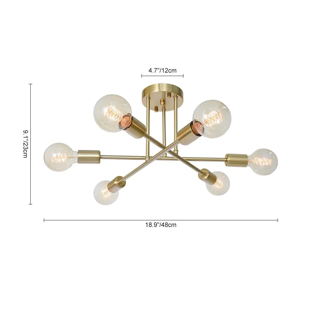 Sputnikhouz Modern 6-Light Semi Flush Mount Sputnik Sphere Ceiling Light Sputnik Sphere Ceiling Light