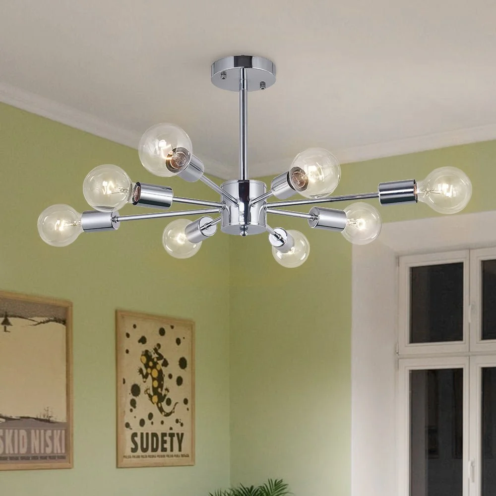 Modern 8-Light Chrome Sputnik Semi Flush Mount Light Chrome Sputnik Semi Flush Mount