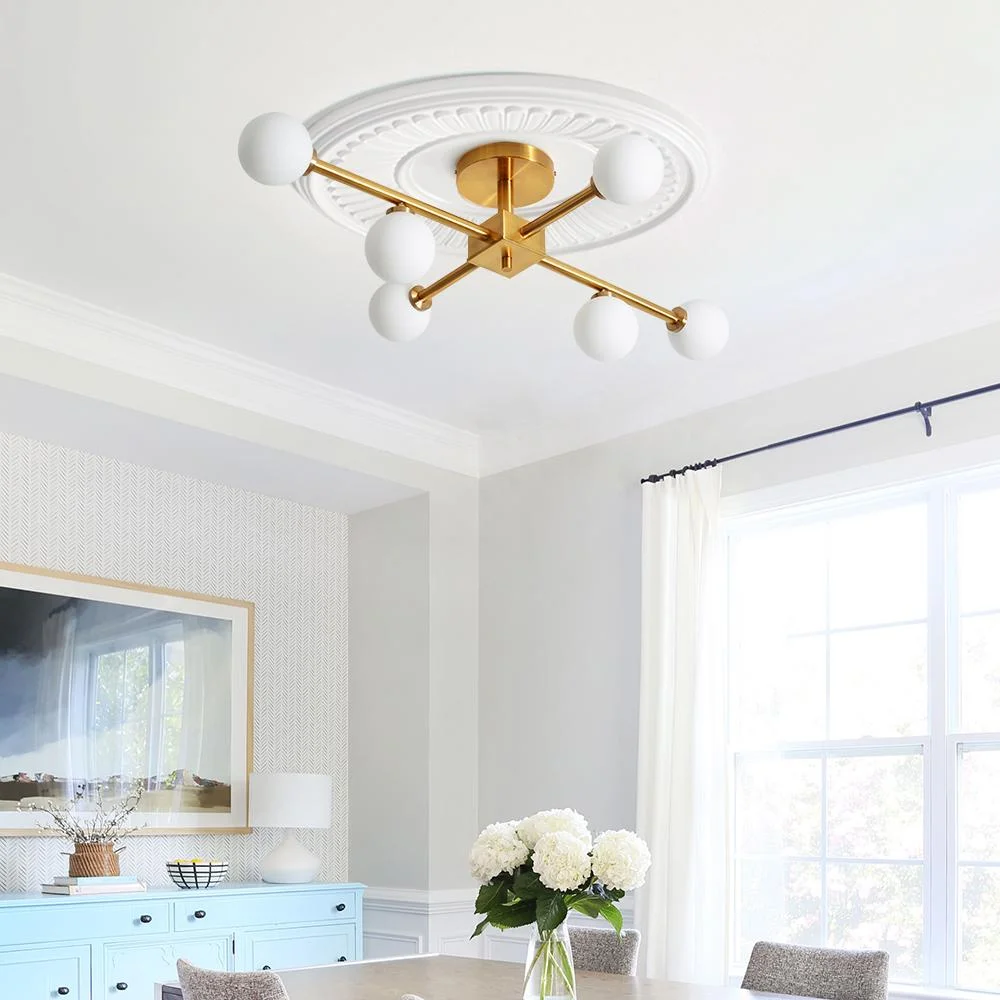 Sputnikhouz Mid-Century Modern Semi Flush Mount Linear Sputnik Light Linear Sputnik Light