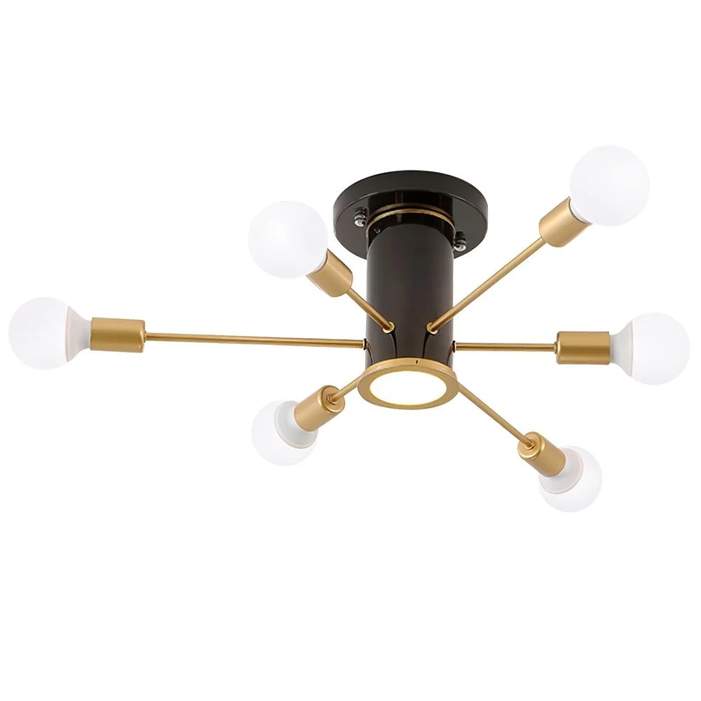 Sputnikhouz 6-Light Mid-Century Sputnik Ceiling Light Semi Flush Mount Sputnik Ceiling Light