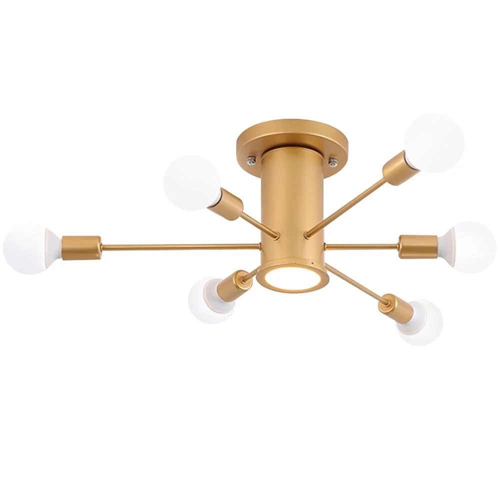 Sputnikhouz 6-Light Mid-Century Sputnik Ceiling Light Semi Flush Mount Sputnik Ceiling Light