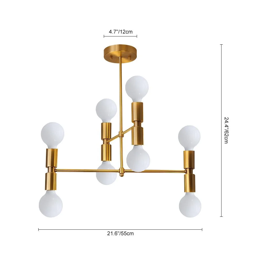 Sputnikhouz 8-Light Modern Linear Sputnik Semi Flush Mount Chandelier Sputnik Semi Flush Mount