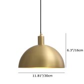 Pendant-Mid-Century Single Light Brass Dome Pendant