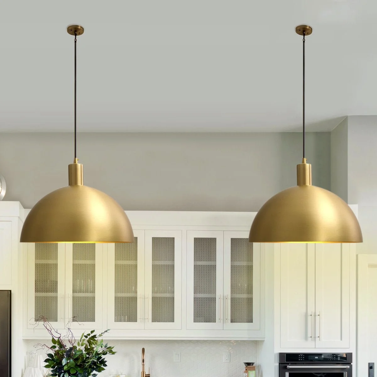 Midcentlite Mid-Century Single Island Brass Dome Pendant Light Island Brass Dome Pendant